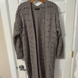 Long cozy Knit Open-Front Sweater - Gray